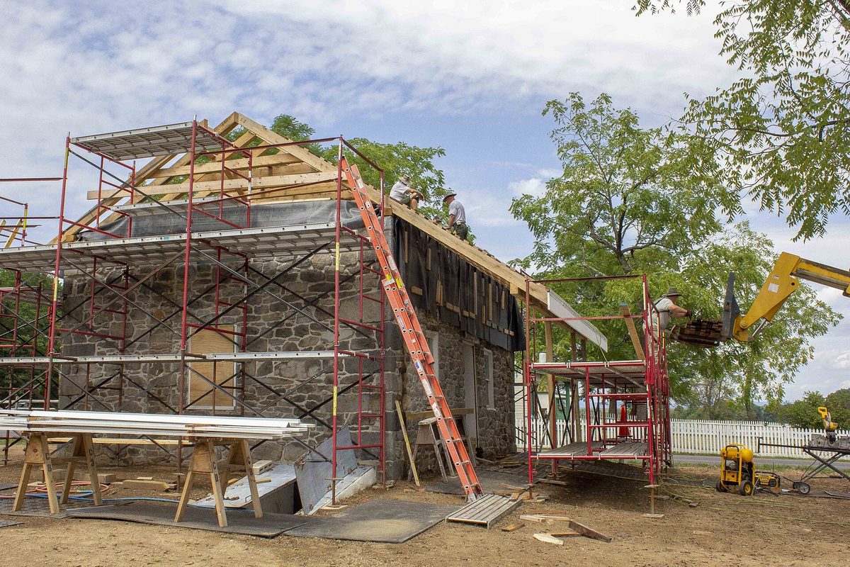 A roof under construction